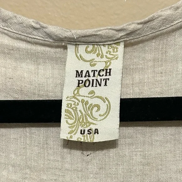Match Point USA Linen Open Front Beige Cardigan Sz L Boho Natural Fiber Basic - Picture 3 of 8
